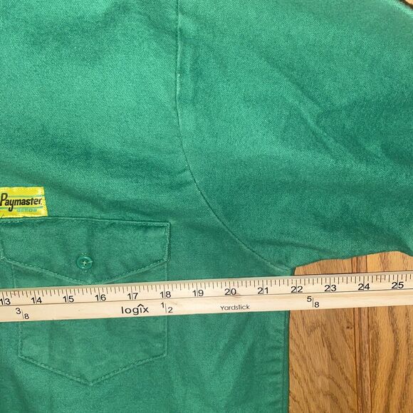 Vintage Frostproof Paymaster Seeds Medium Green Button Up Long Sleeve Shirt - Picture 6 of 10